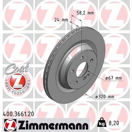 ZIMMERMANN Brake Disc - Standard/Coated, 400.3661.20 400.3661.20